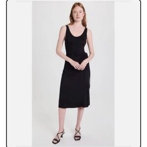 NWT- Vince Scoop neck knit stretch wrap tank dress, Black, Large